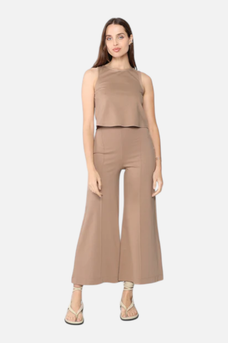Ripley Rader Ponte Knit Wide Leg Crop Pant in Khaki