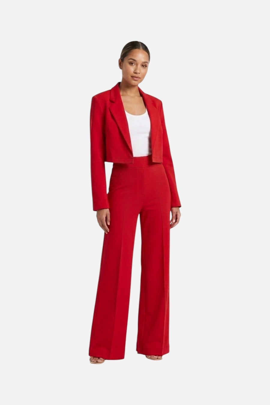 Ripley Rader Ponte Knit Stand Wide Leg Pant in Red