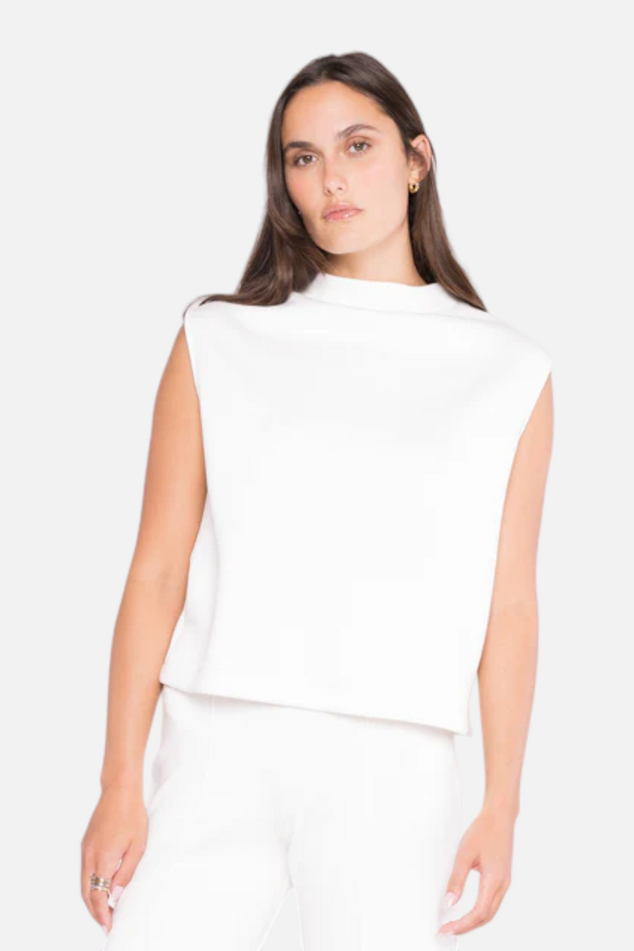 Ripley Rader Scuba Cowl Neck Top in Off White