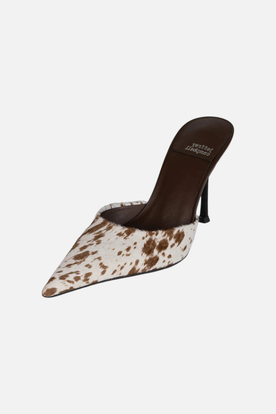 Jeffrey Campbell Robyn-F Heeled Mules in Brown White Cow