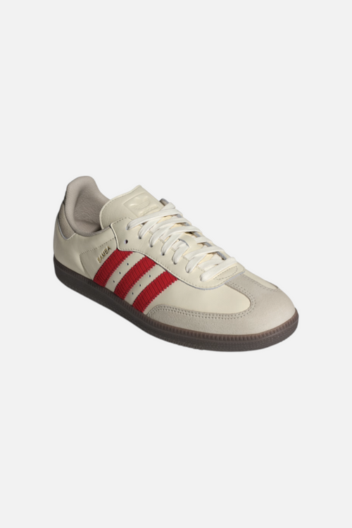 Adidas Samba OG in Off White and Better Scarlet