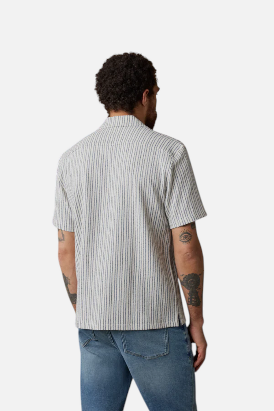 Faherty Short Sleeve Oasis Camp Shore in Shore Navy Stripes