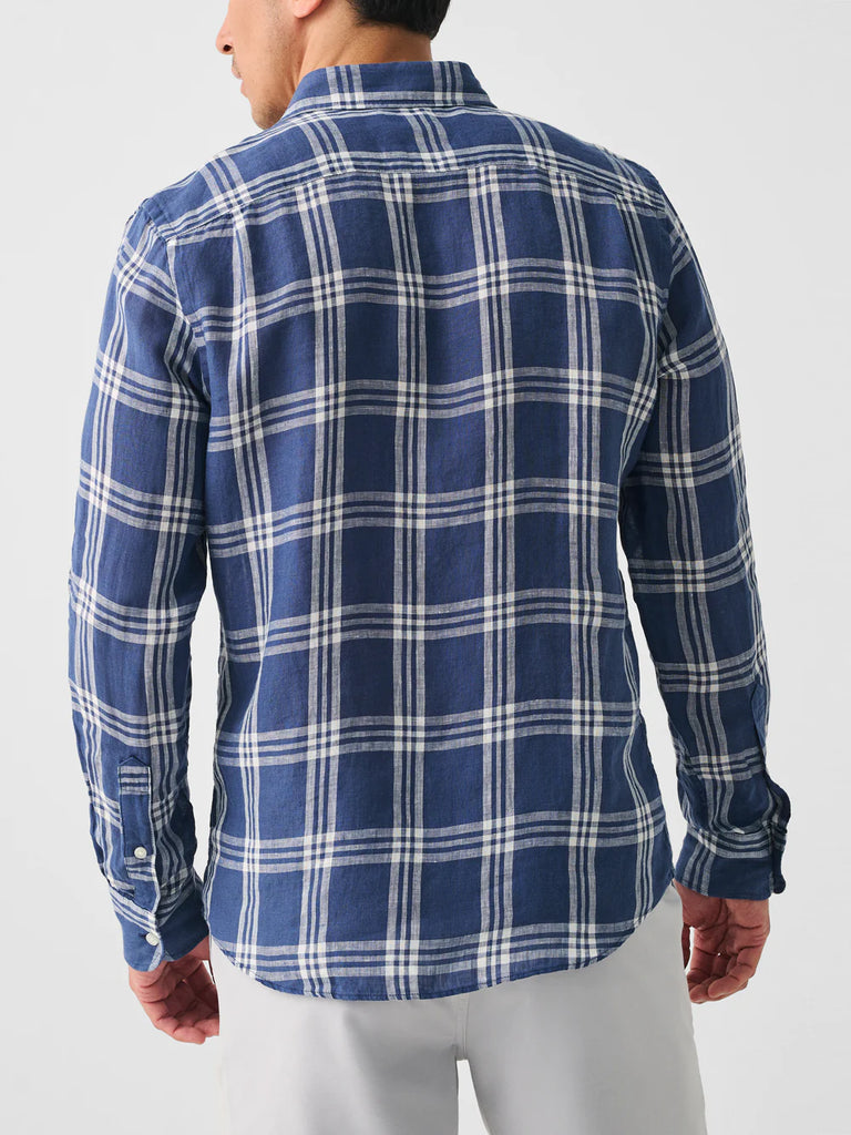 Faherty Laguna Linen Long Sleeve Shirt S / Jetty Plaid