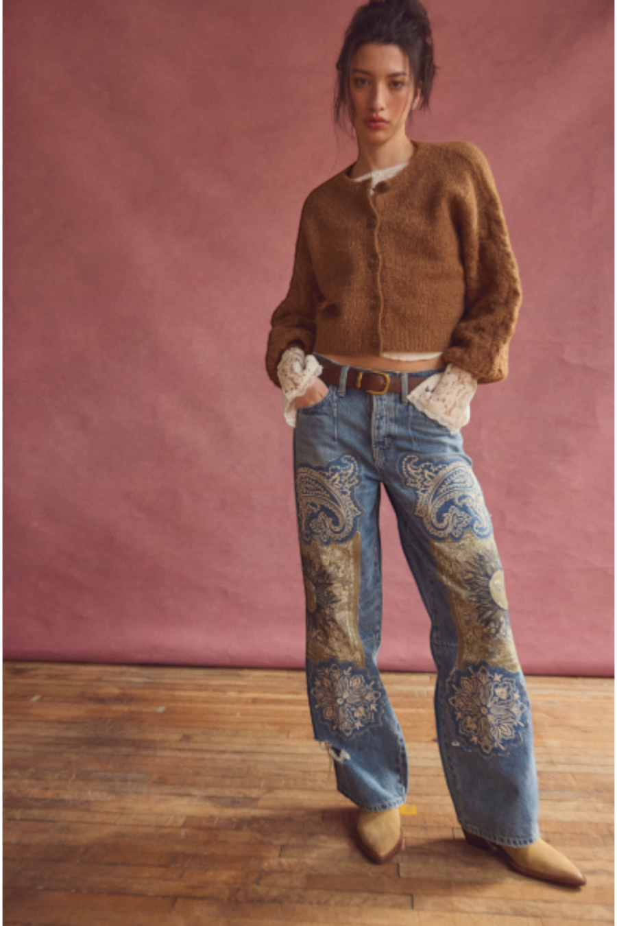 Free People Thistle Cardigan in Macadamia - styled look