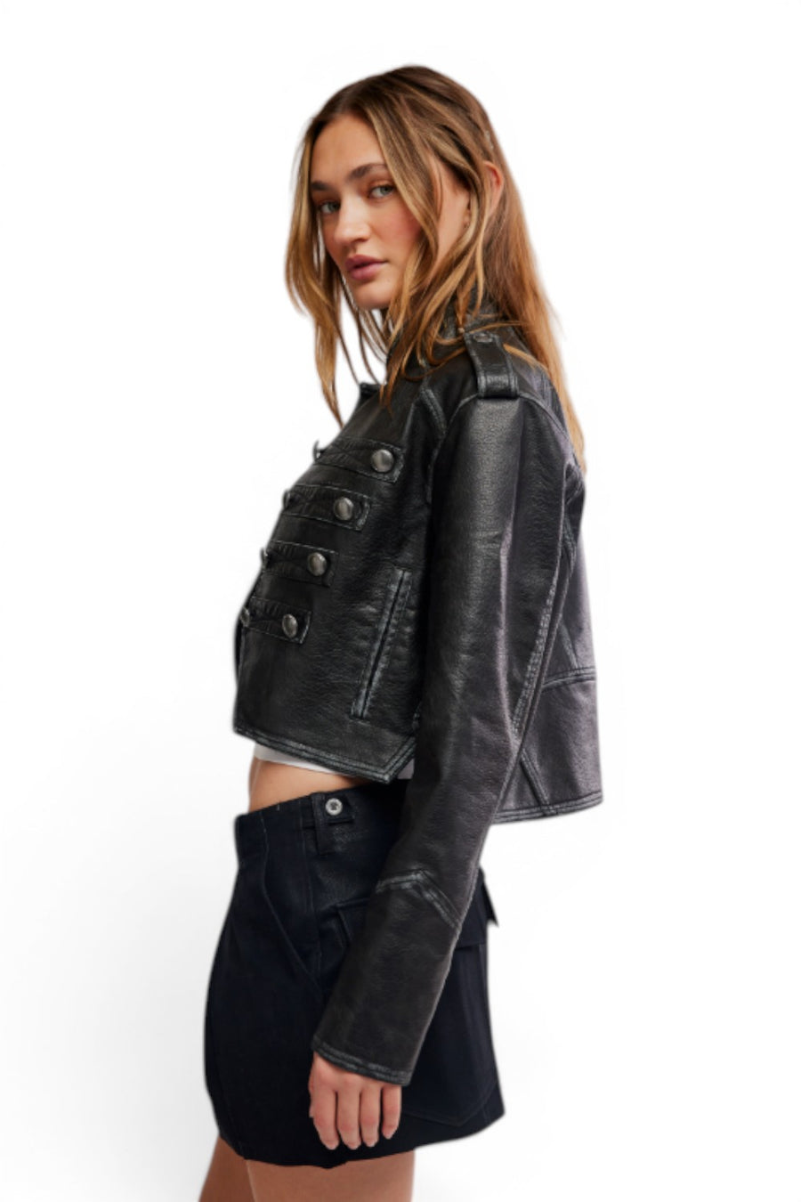 Free People Riverfront Vegan Suede Mini Skirt in Black