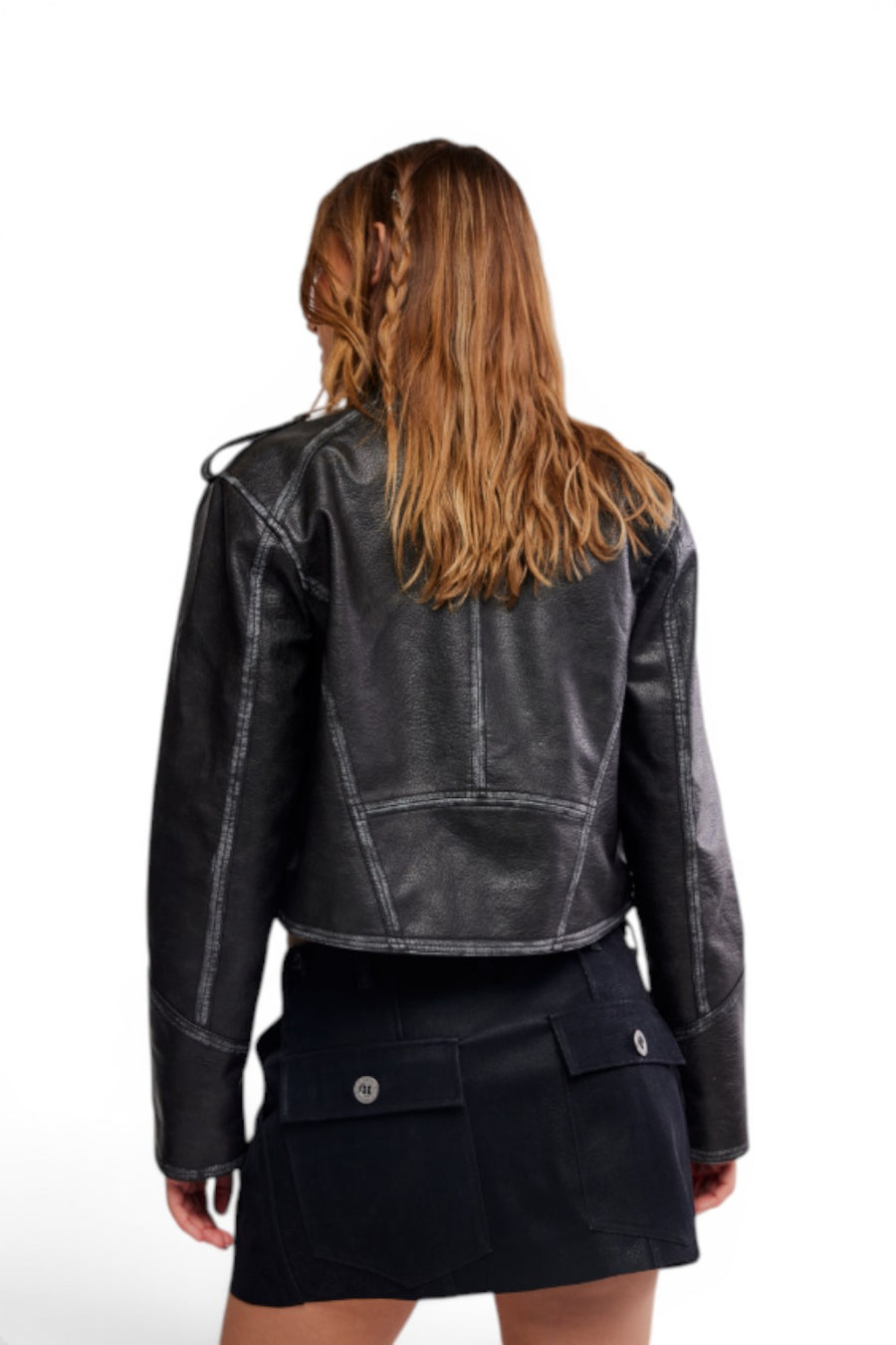 Free People Riverfront Vegan Suede Mini Skirt in Black