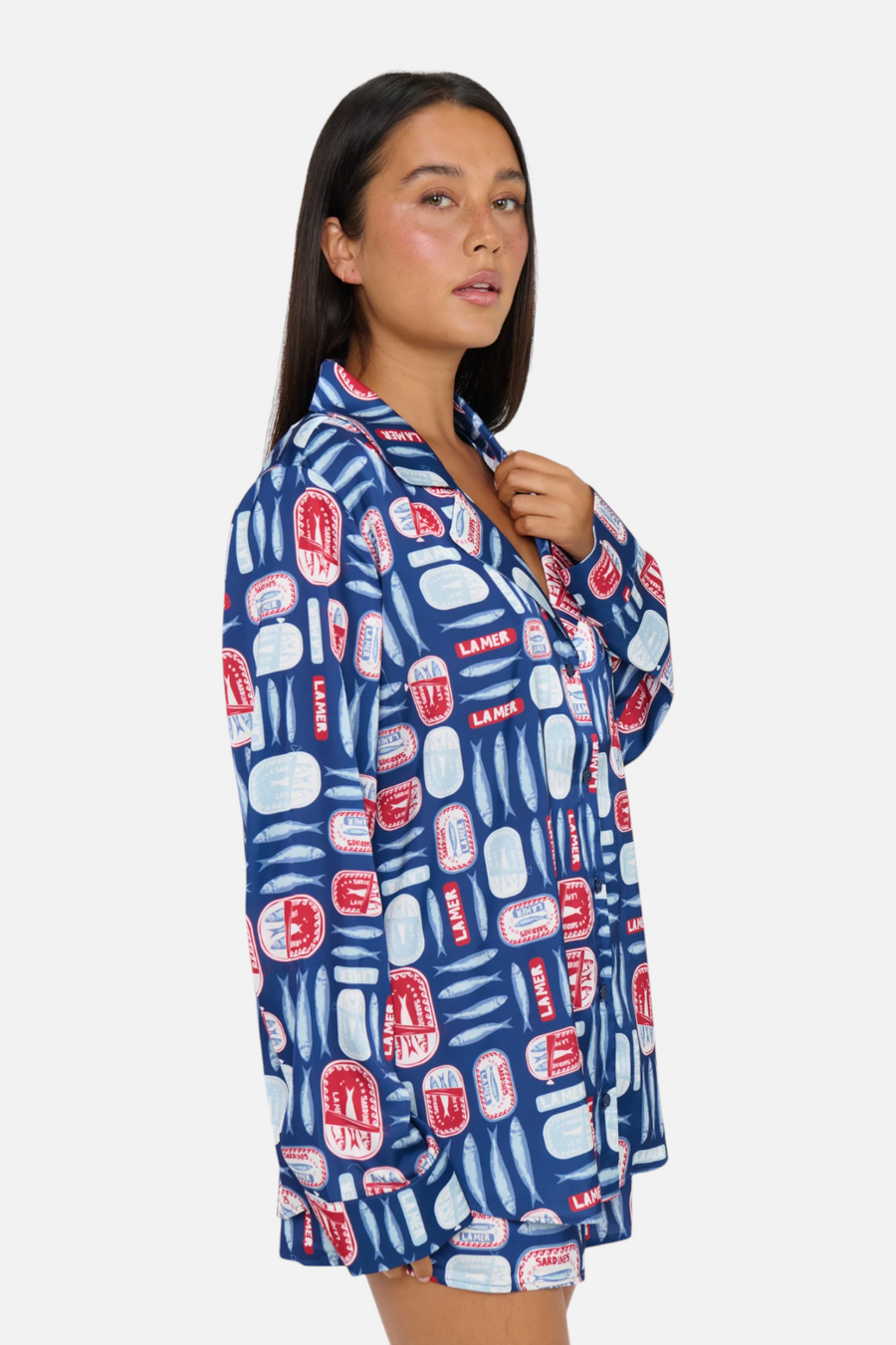 Show Me Your Mumu Beauty Sleep Silky PJ Set in Navy Salty Sardines