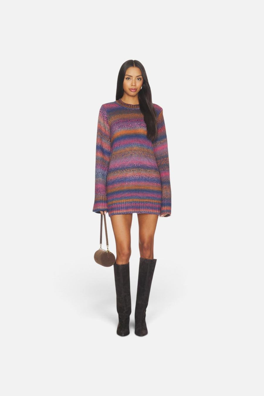 Show Me Your Mumu Lorraine Mini Sweater Dress in multicolor spacedye knit, alternate view 3