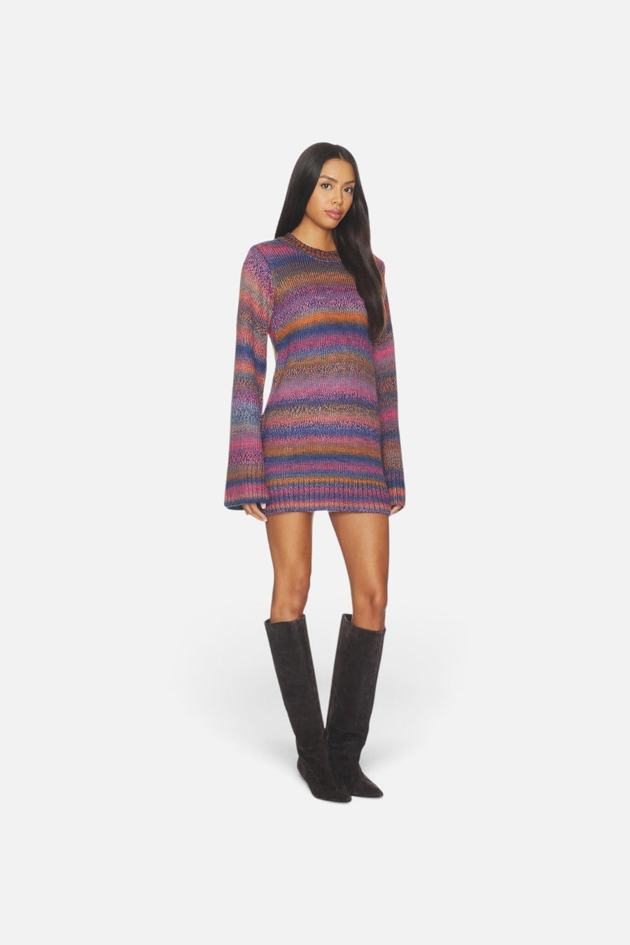 Show Me Your Mumu Lorraine Mini Sweater Dress in multicolor spacedye knit, alternate view 4