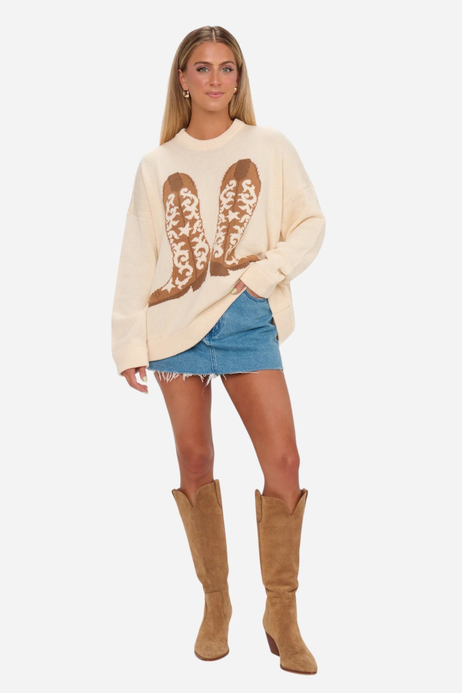 Show Me Your Mumu Stay Awhile Sweater in Cowboy Boot Knit