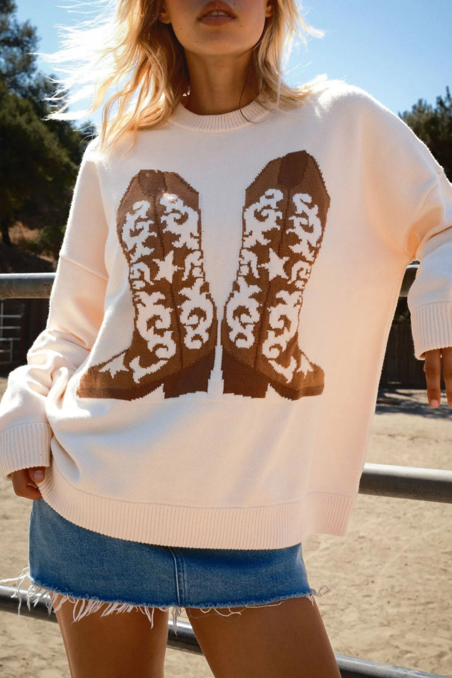 Show Me Your Mumu Stay Awhile Sweater in Cowboy Boot Knit