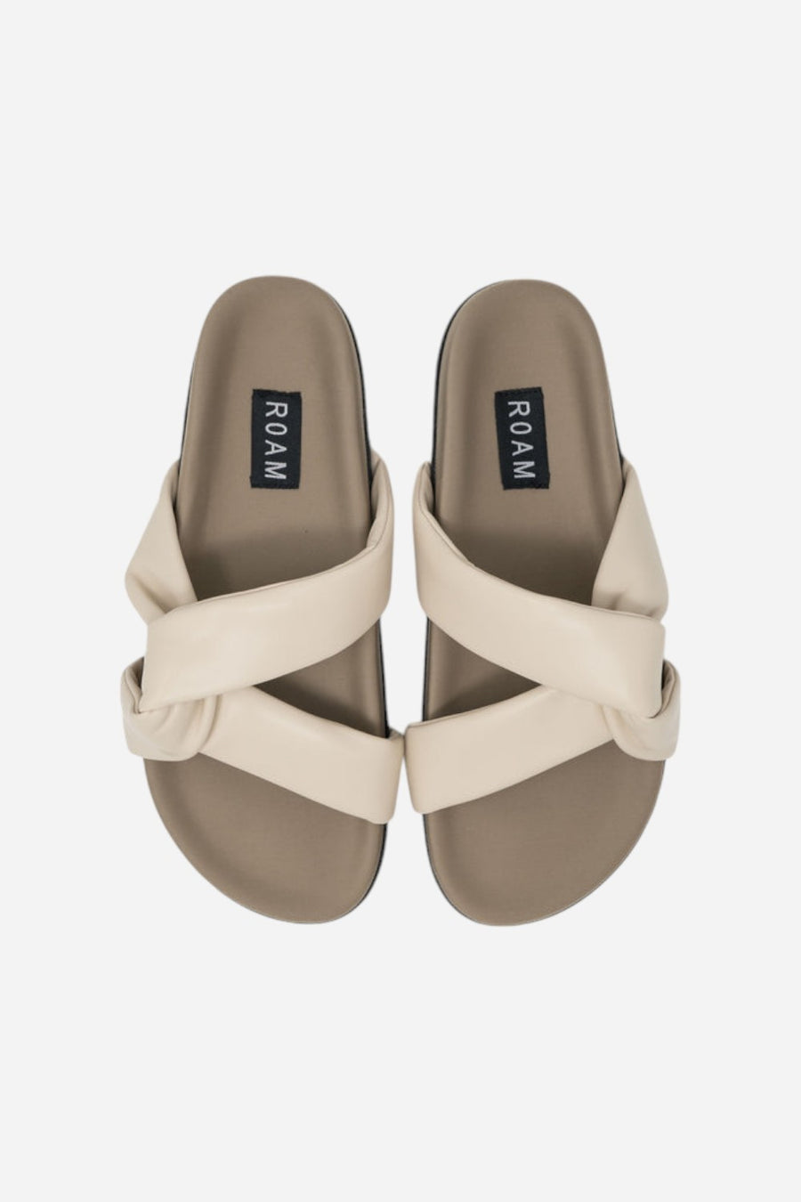 Roam Side Slip Sandals in Cream Vegan Leather