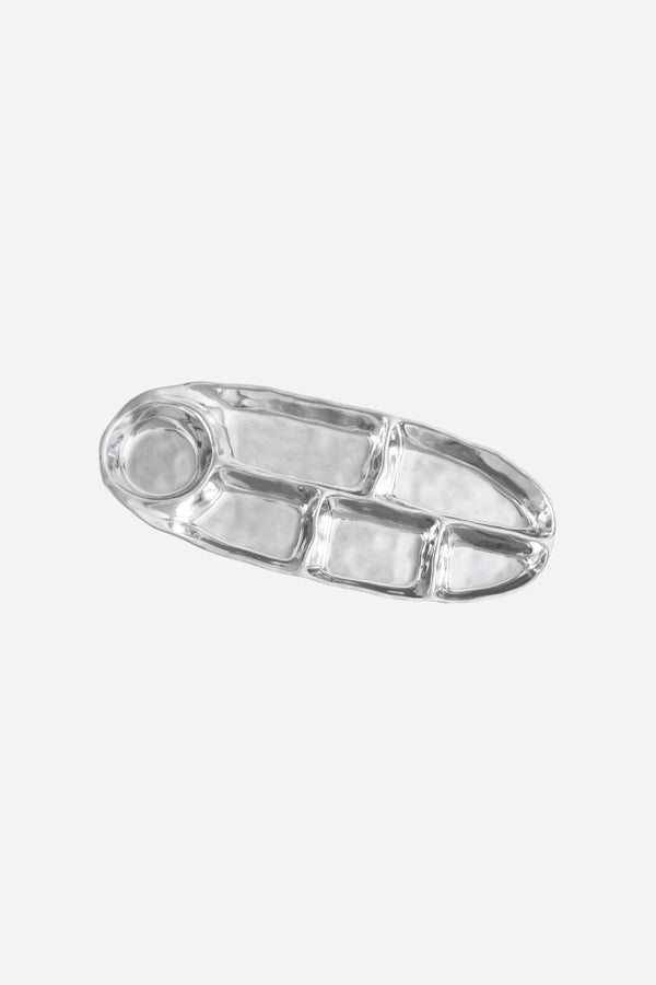 Beatriz Ball Soho Oval Divided Dip Platter in Silver