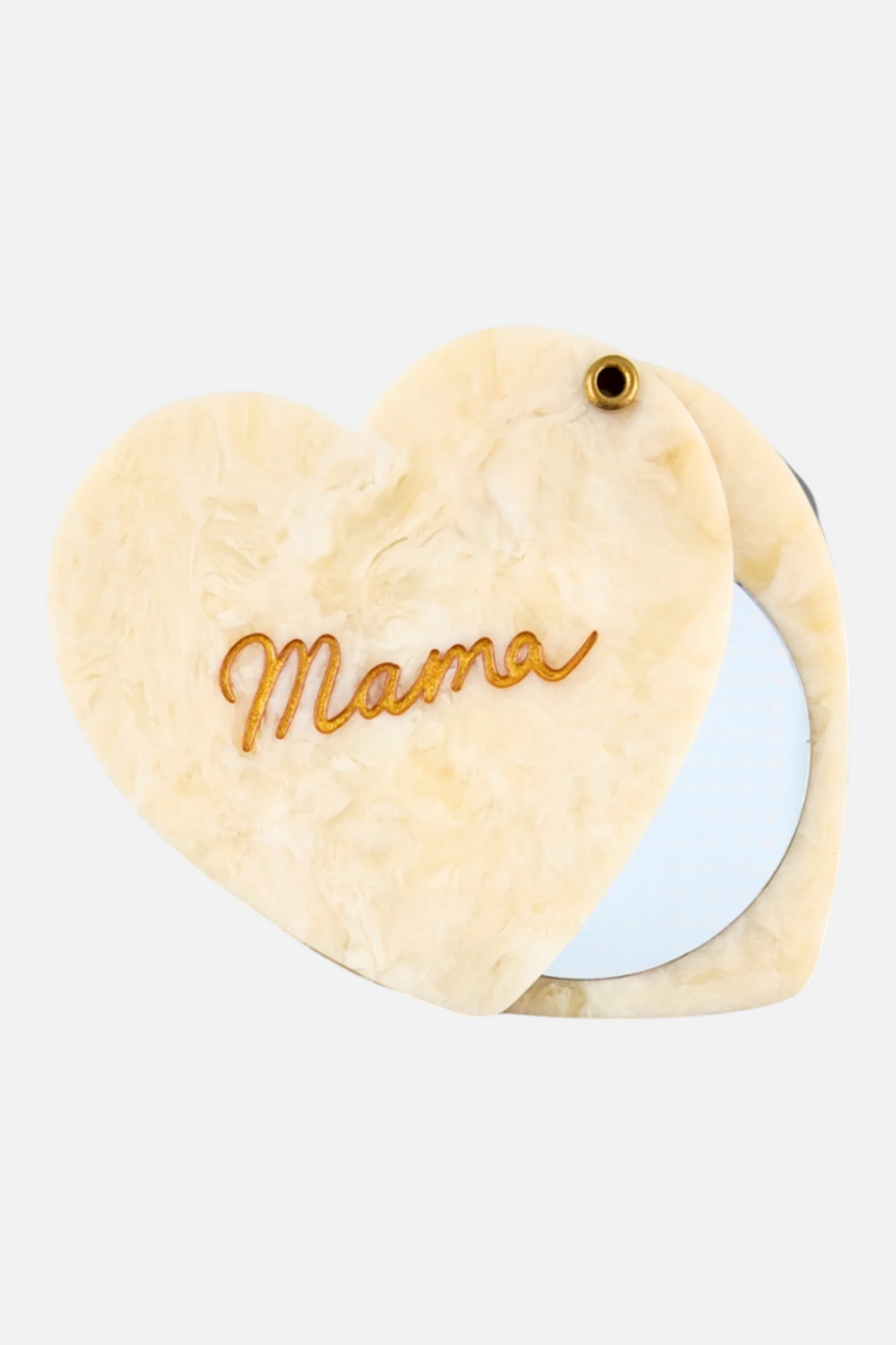 Solar Eclipse Mama Heart Compact Mirror in Cream