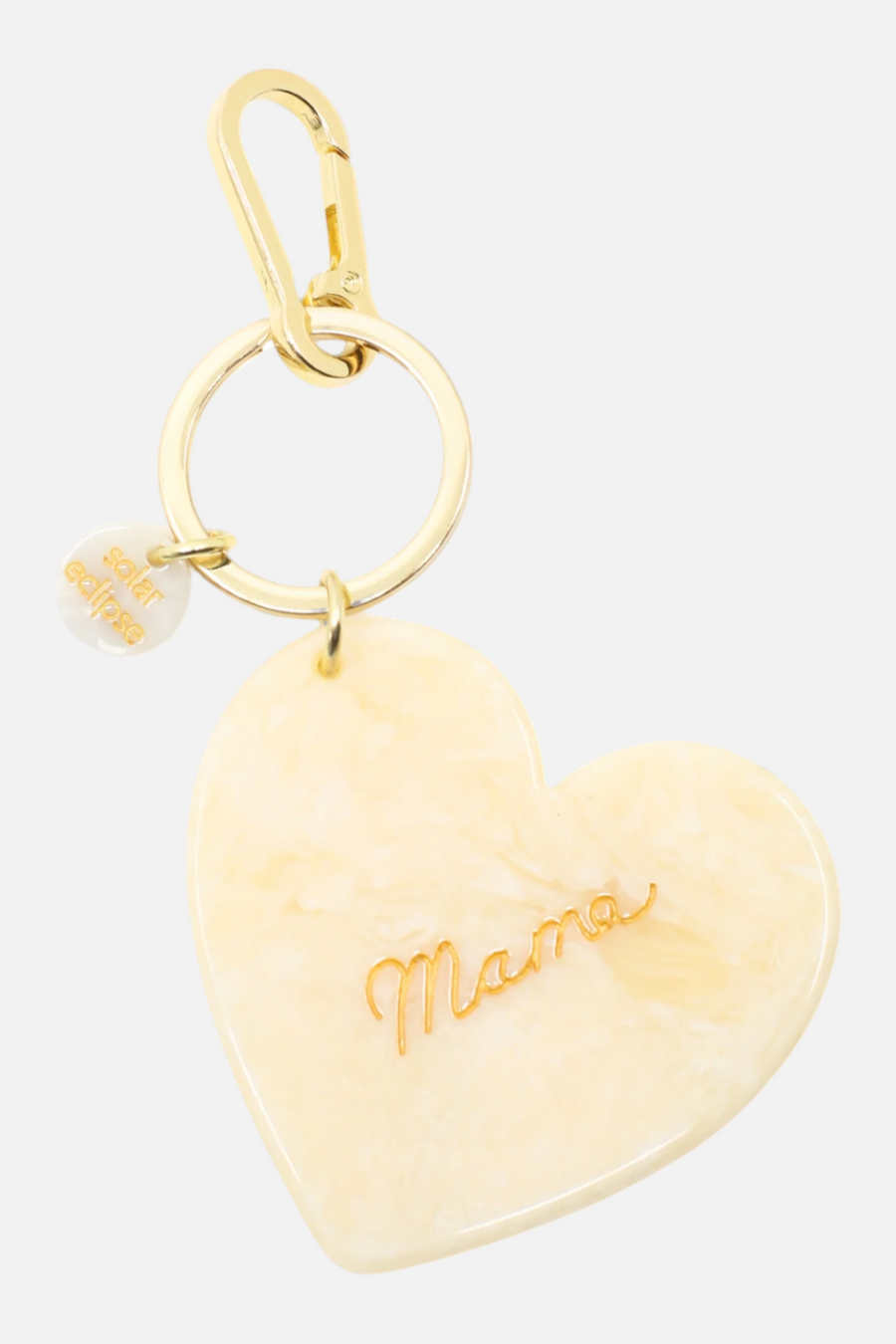 Solar Eclipse Mama Heart Keychain in Cream