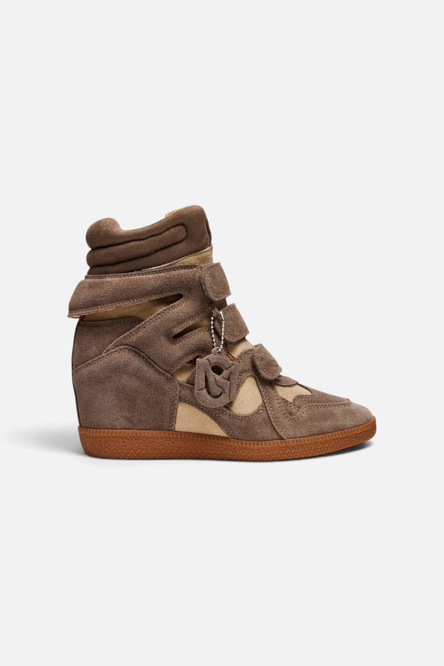 Steve Madden Mavis High-Top Wedge Sneaker in Taupe Suede