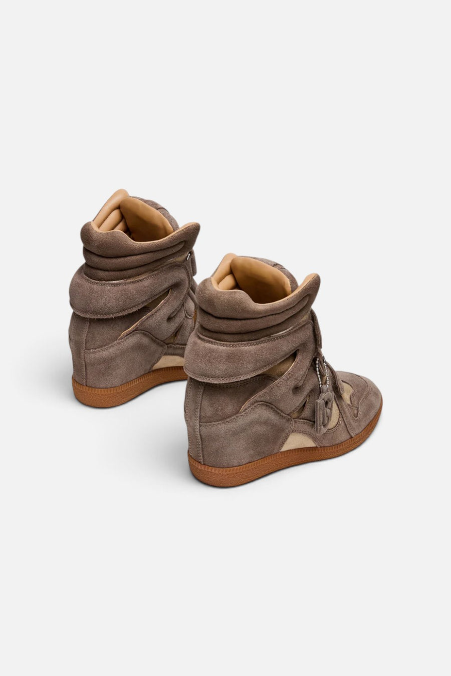 Steve Madden Mavis High-Top Wedge Sneaker in Taupe Suede