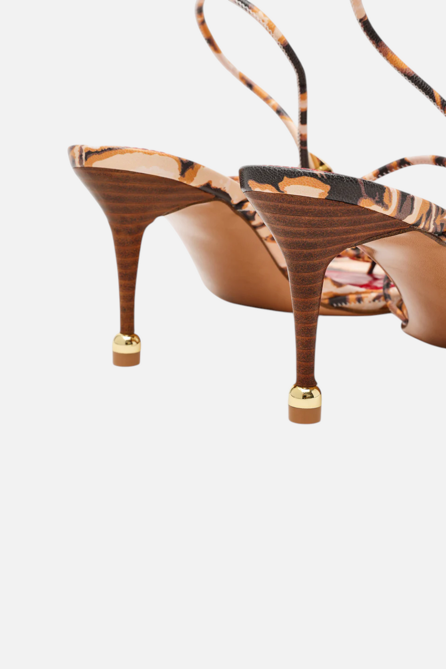 Steve Madden Ramos-Stone Heeled Sandal in Red and Brown Print