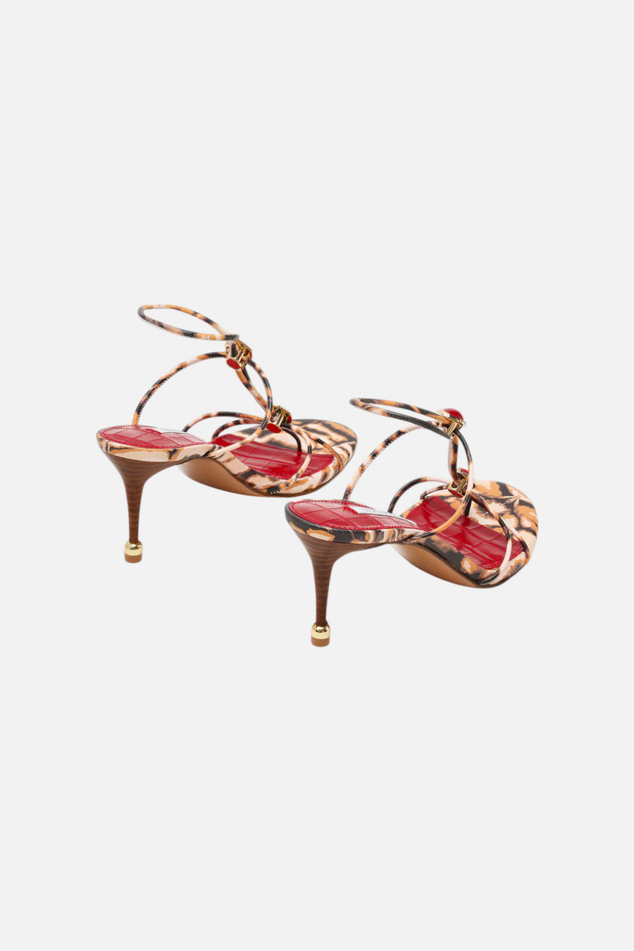 Steve Madden Ramos-Stone Heeled Sandal in Red and Brown Print