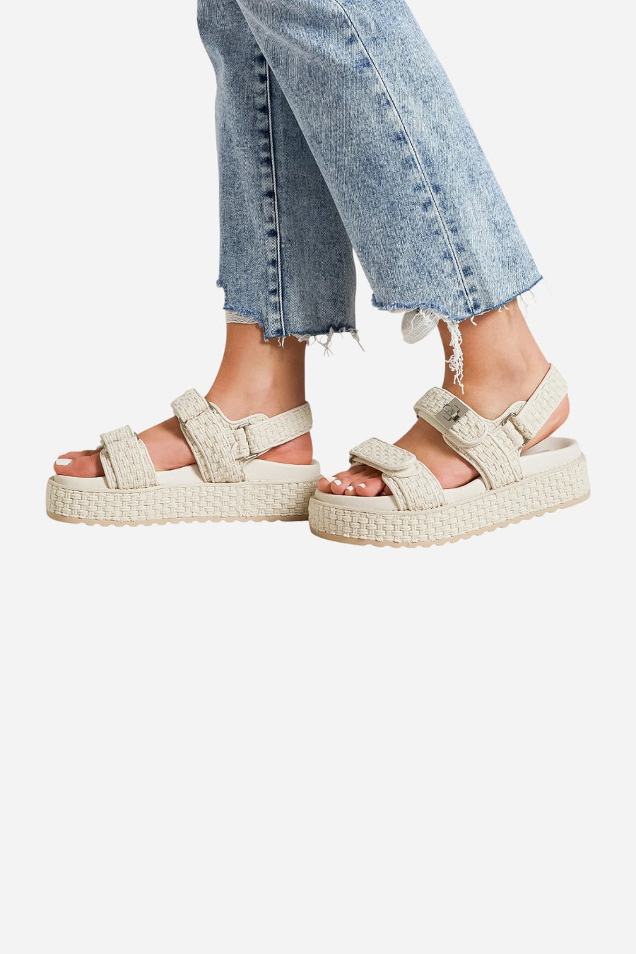 Steve Madden Bigmona Flatform in Bone Woven