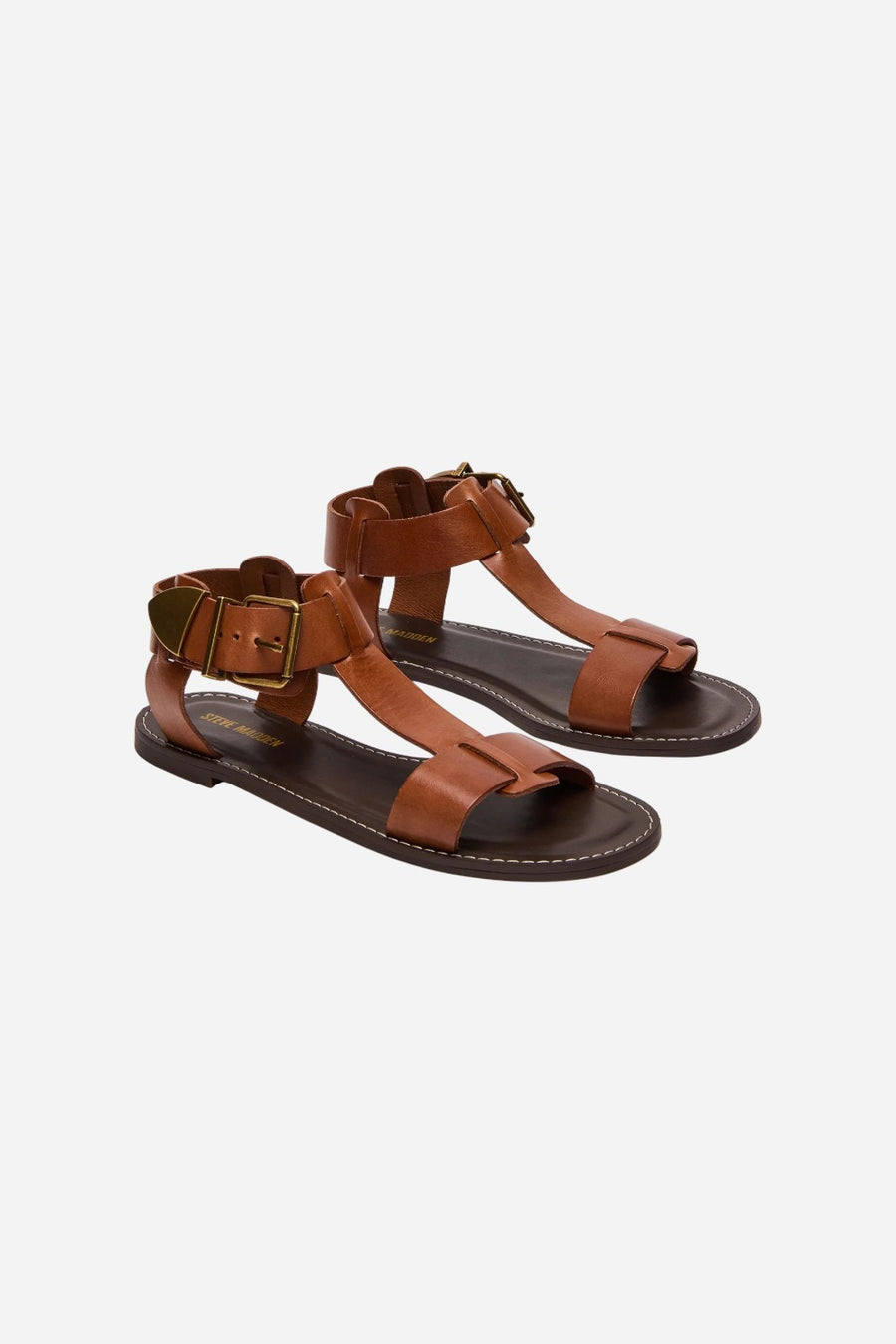 Steve Madden Brazinn Tan Leather Strappy Flat