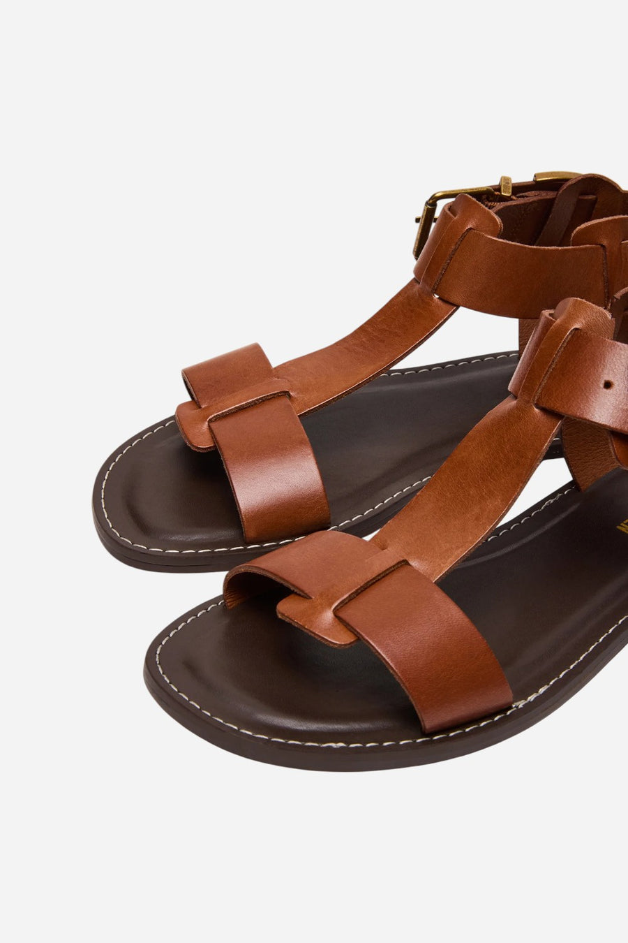 Steve Madden Brazinn Tan Leather Strappy Flat