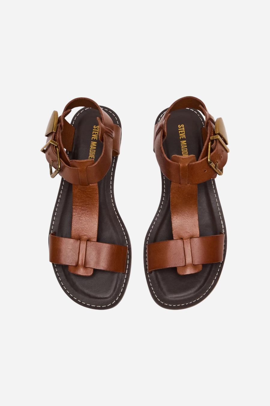 Steve Madden Brazinn Tan Leather Strappy Flat