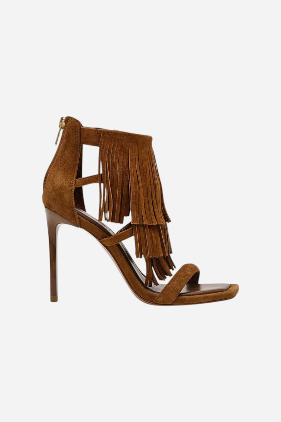Steve Madden Fringzy Suede Dress Sandal in Chestnut