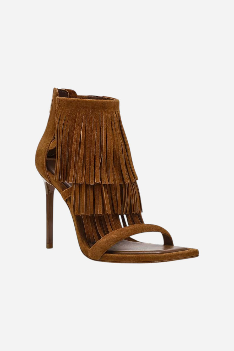 Steve Madden Fringzy Suede Dress Sandal in Chestnut