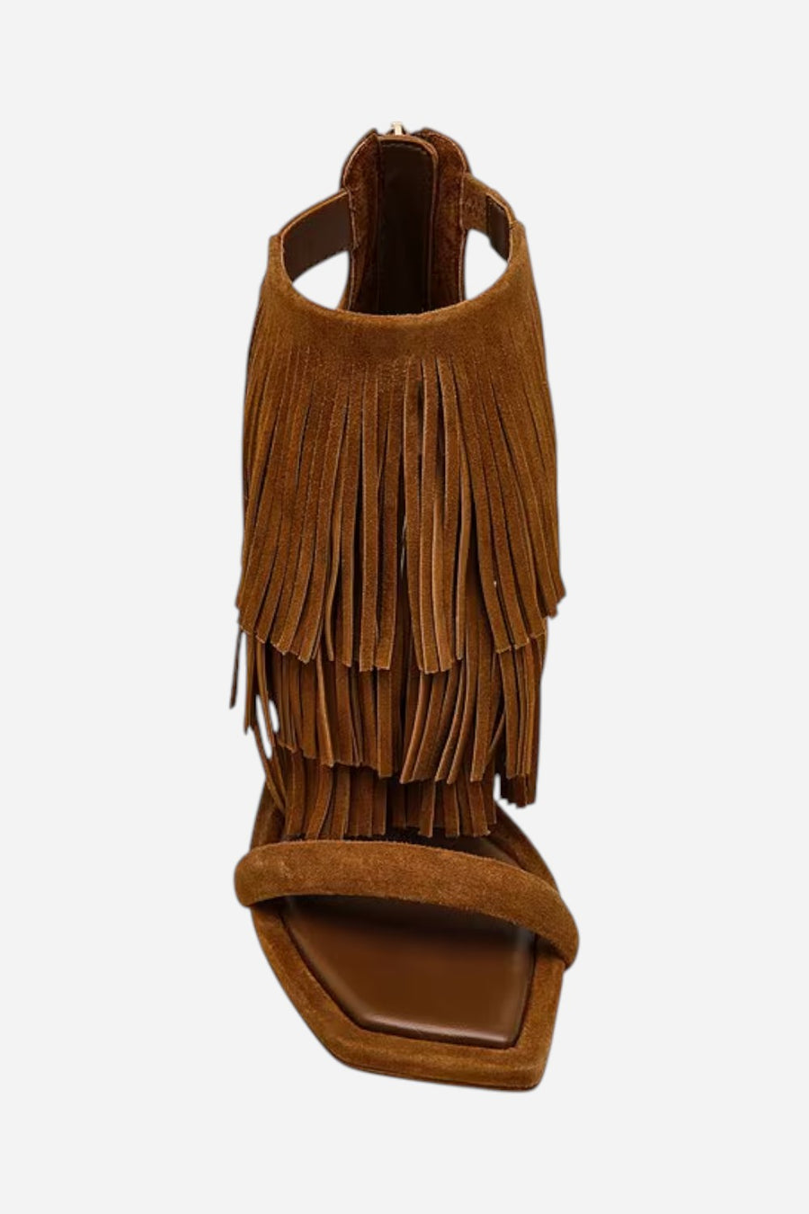 Steve Madden Fringzy Suede Dress Sandal in Chestnut