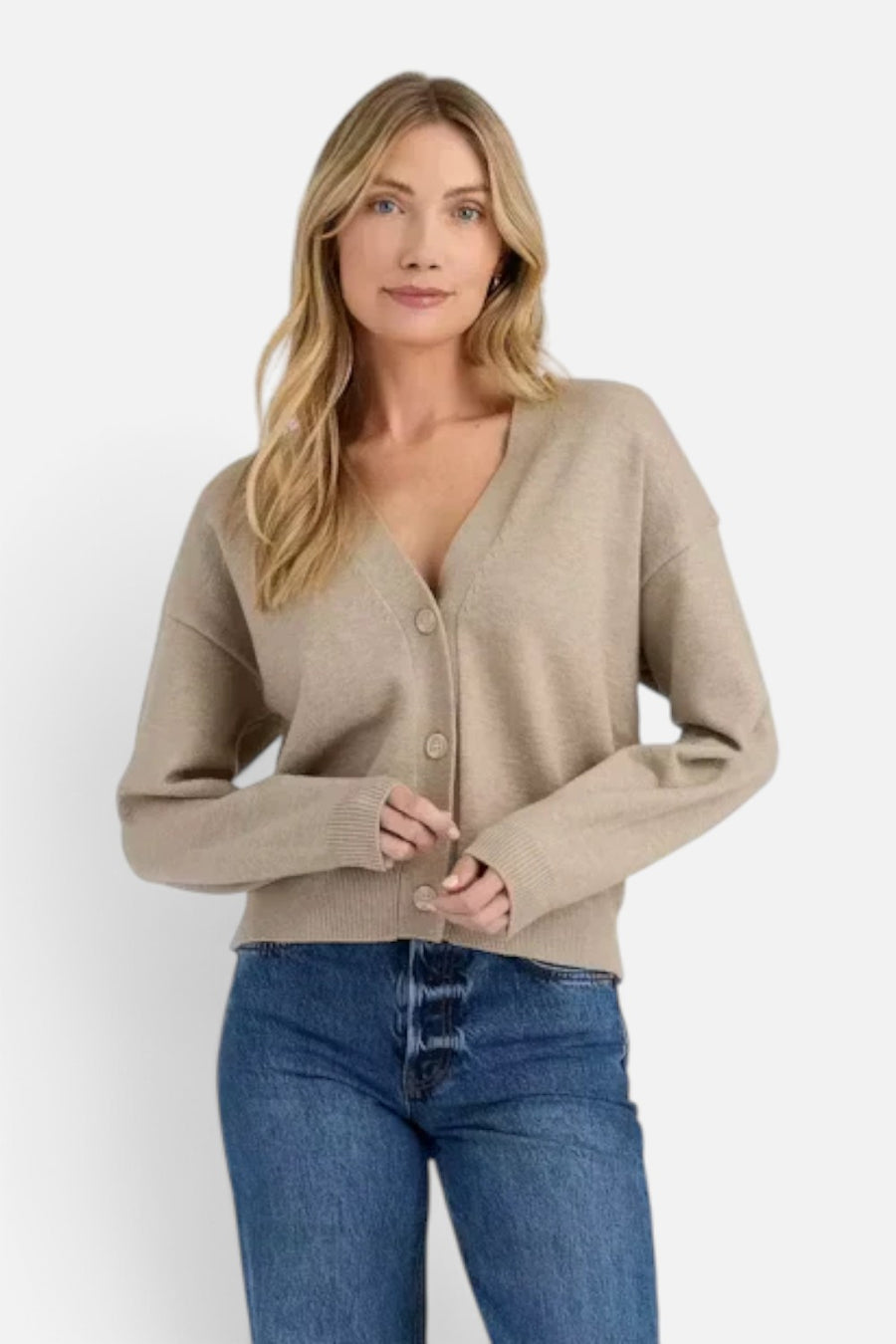Stitches + Stripes Olive Cardigan in Oat