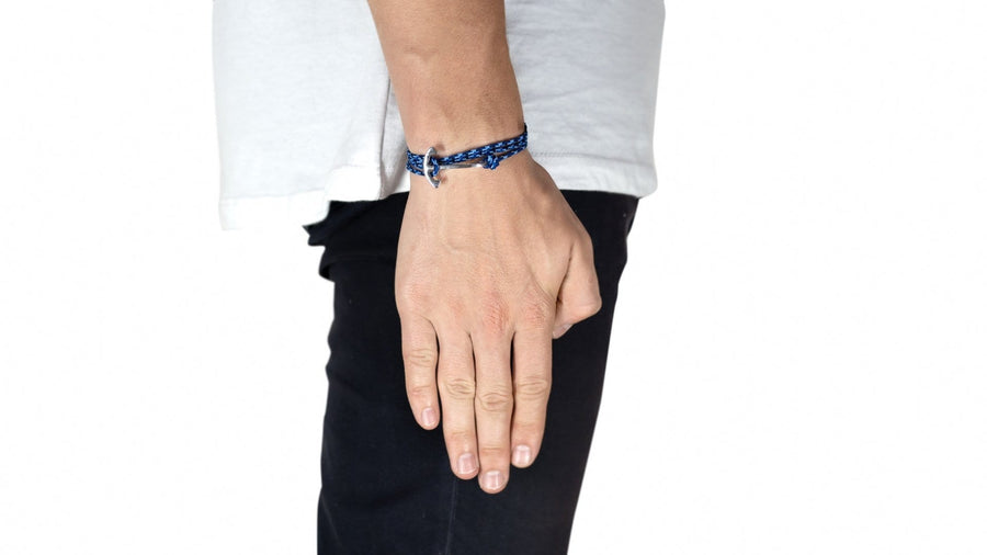 Stolen Riches Atlantic Silver Wrist Anchor in Camo Blue