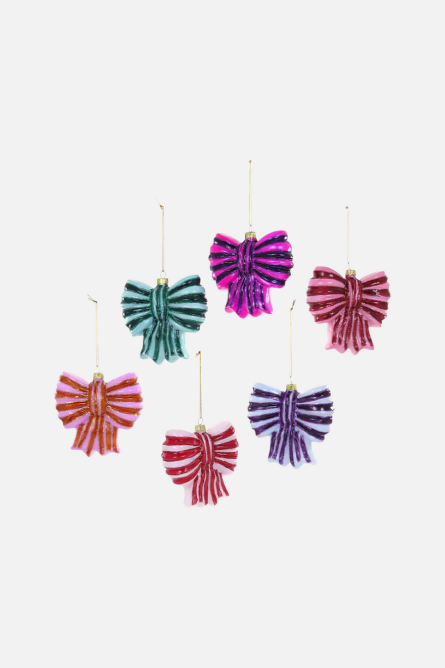 Cody Foster Striped Bow Assorted Ornament
