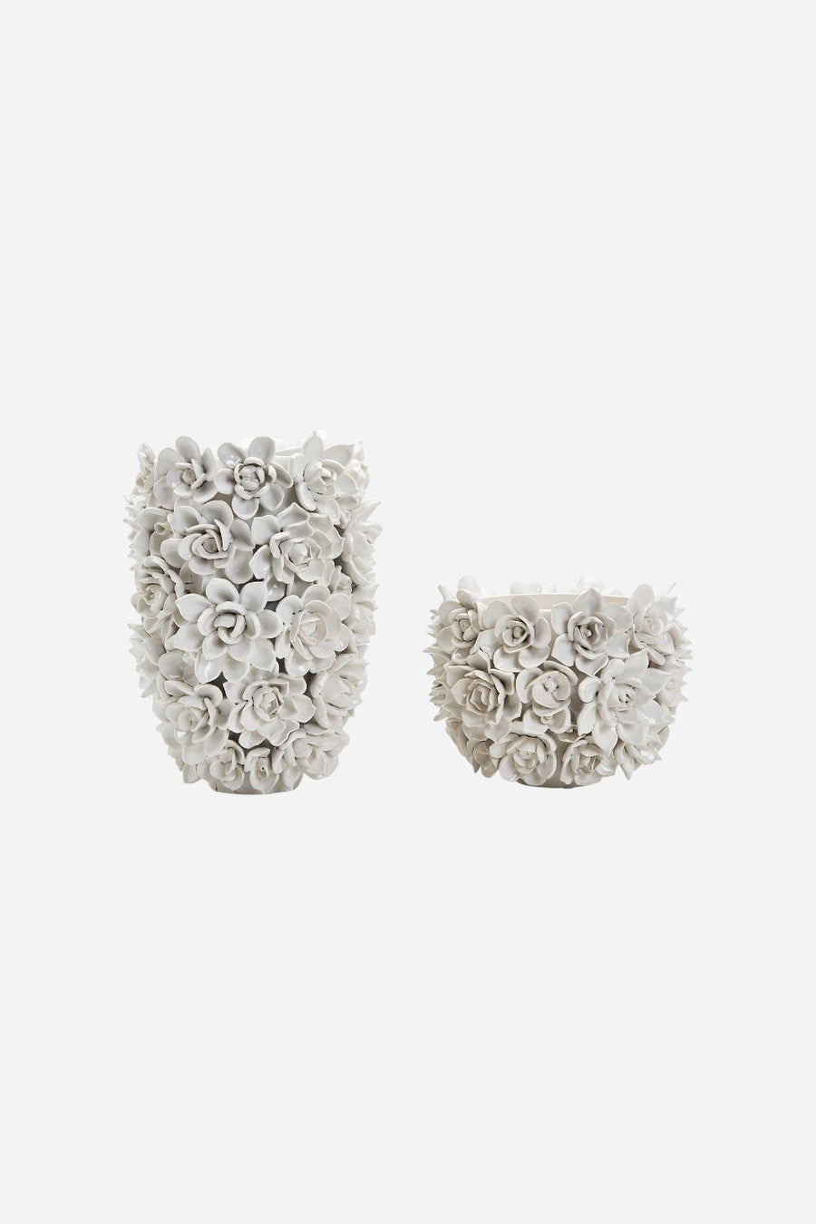 Two's Company Succulents Ceramic Planter/Vase in White