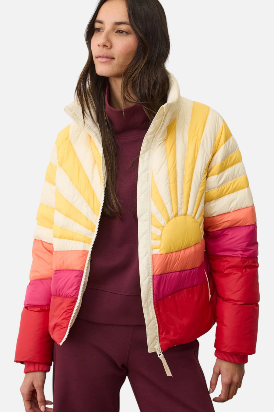 Marine Layer Sunbeam Puffer Jacket in Warm Burst
