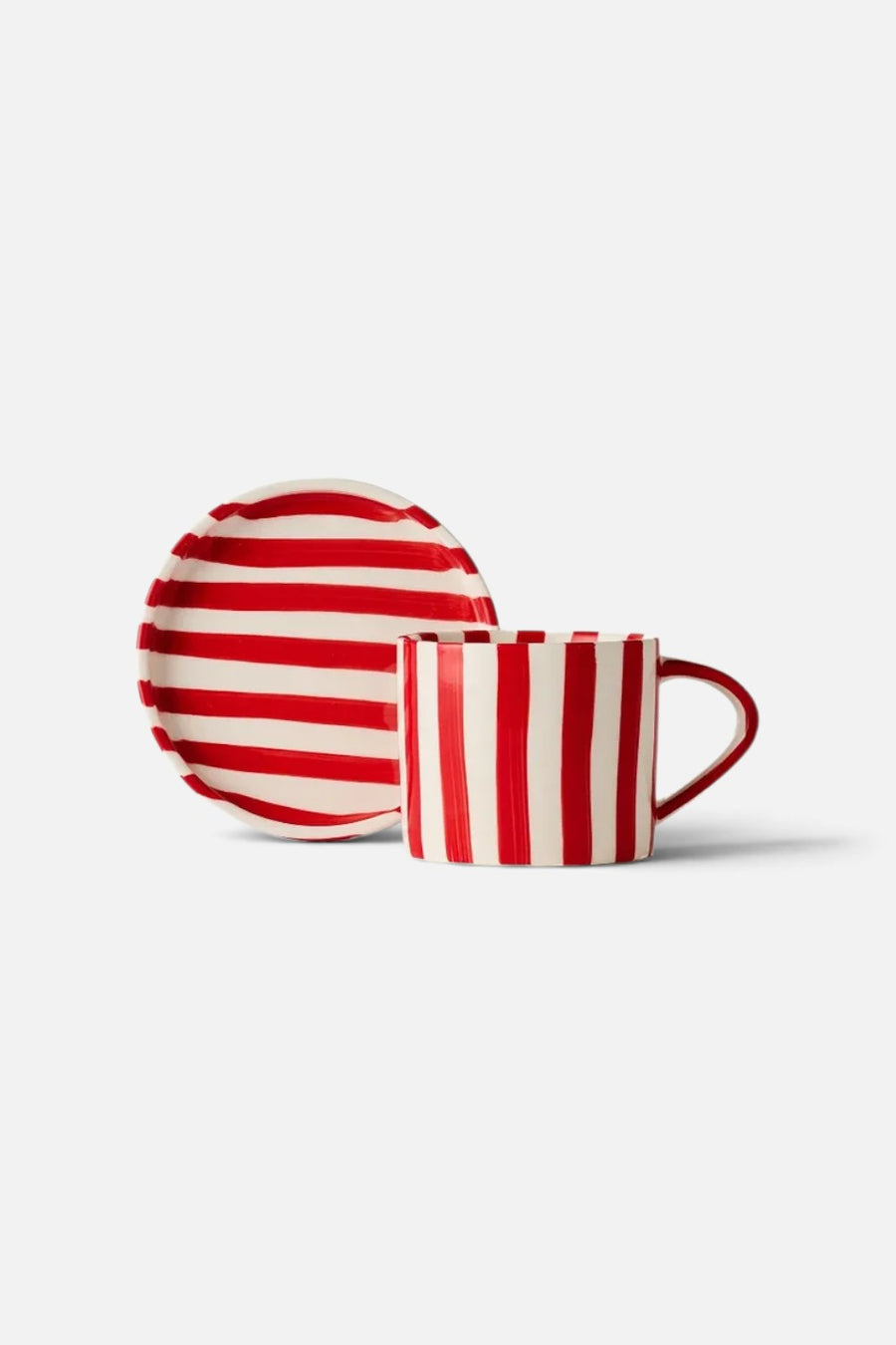 Teaspressa Tratto striped hand-painted ceramic cup and saucer set.