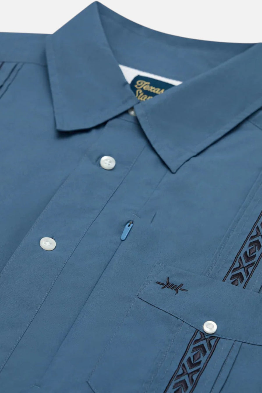 Texas Standard Guayabera Libre Short Sleeve Shirt in Frio Blue