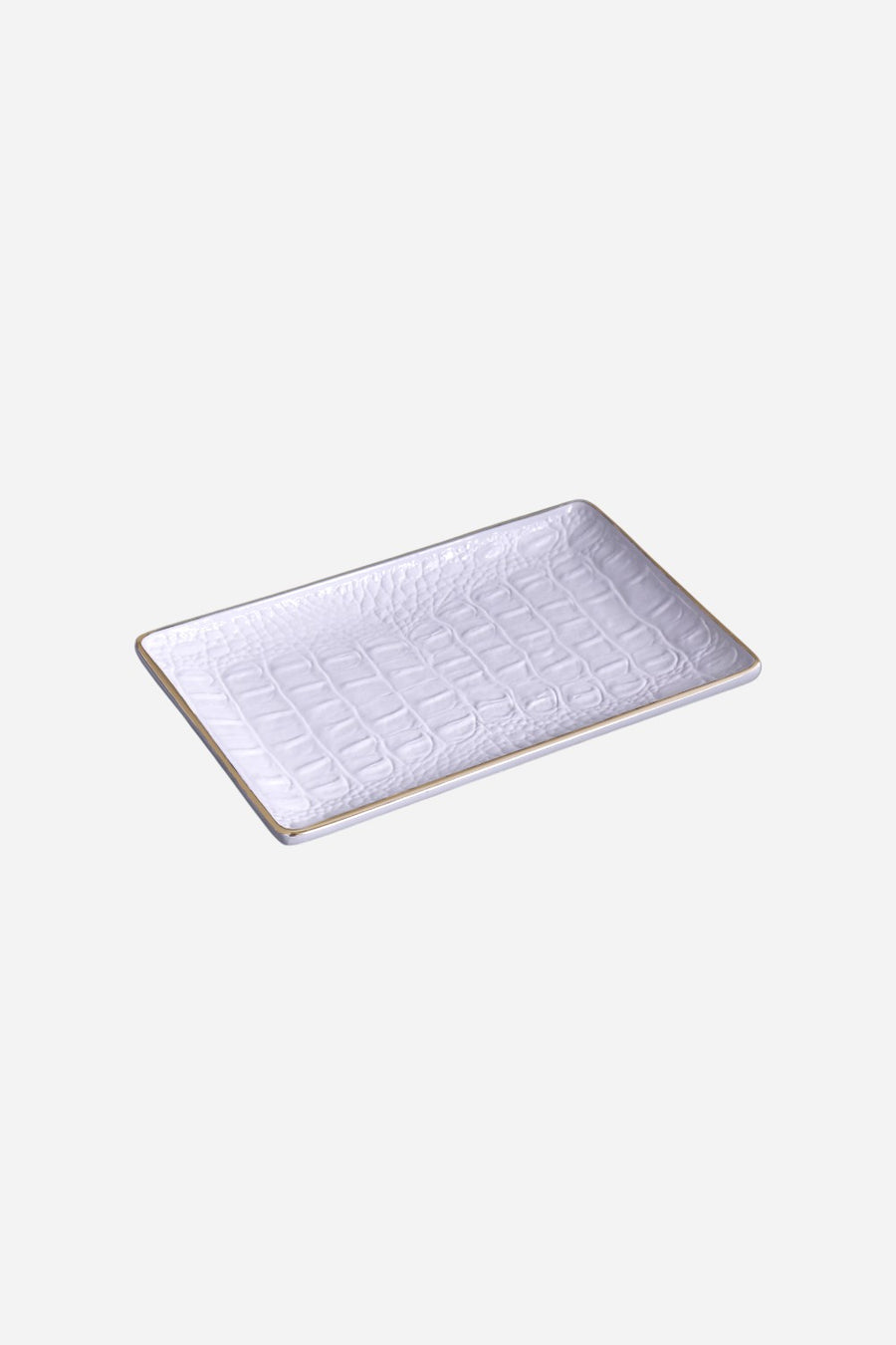 Beatriz Ball Thanni Croc Mini Tray in White and Gold