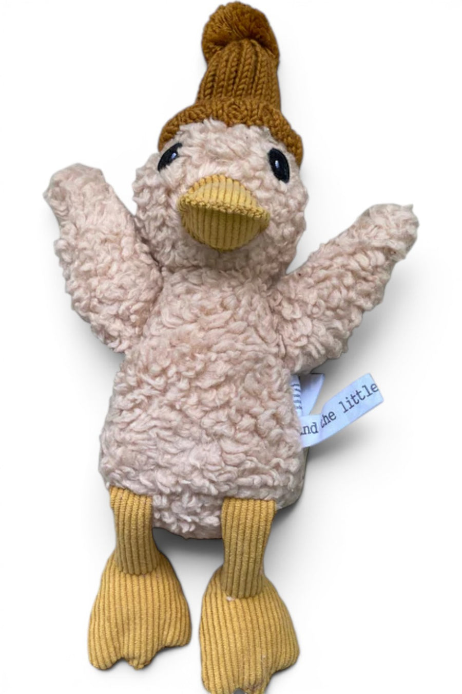 The Little Dog Laughed Petunia duck plush toy, front view.