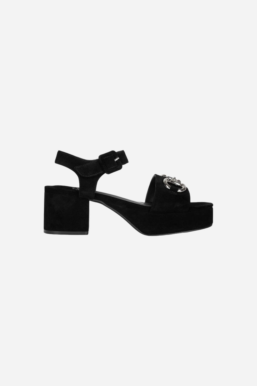 Jeffrey Campbell Timeless Platform Sandal in Black Suede Silver
