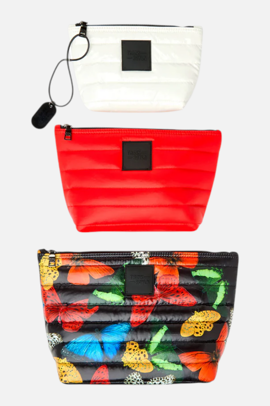 Travel Trio Organizational Pouches in Butterfly, Glossy Poppy, and Ivory