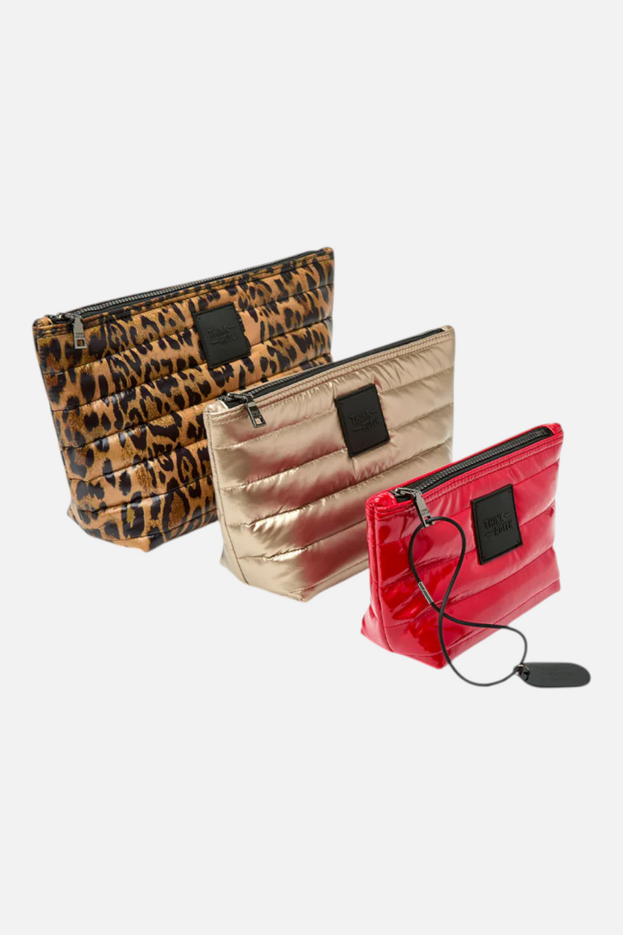 Travel Trio Organizational Pouches in Leopard, Cashmere, and Lipstick