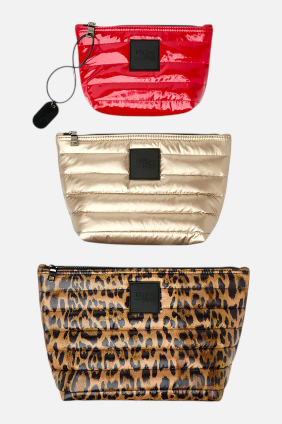 Travel Trio Organizational Pouches in Leopard, Cashmere, and Lipstick