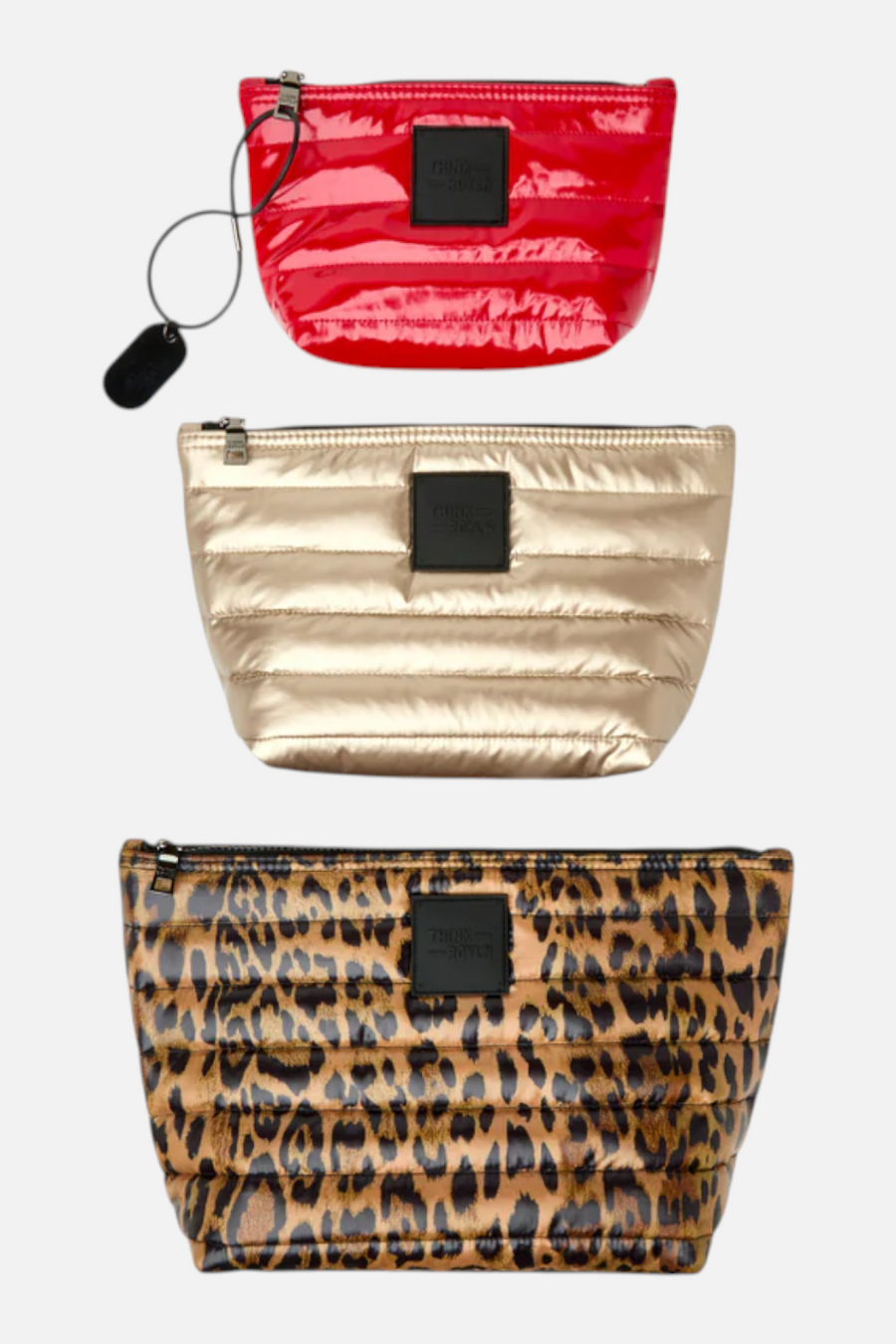 Travel Trio Organizational Pouches in Leopard, Cashmere, and Lipstick