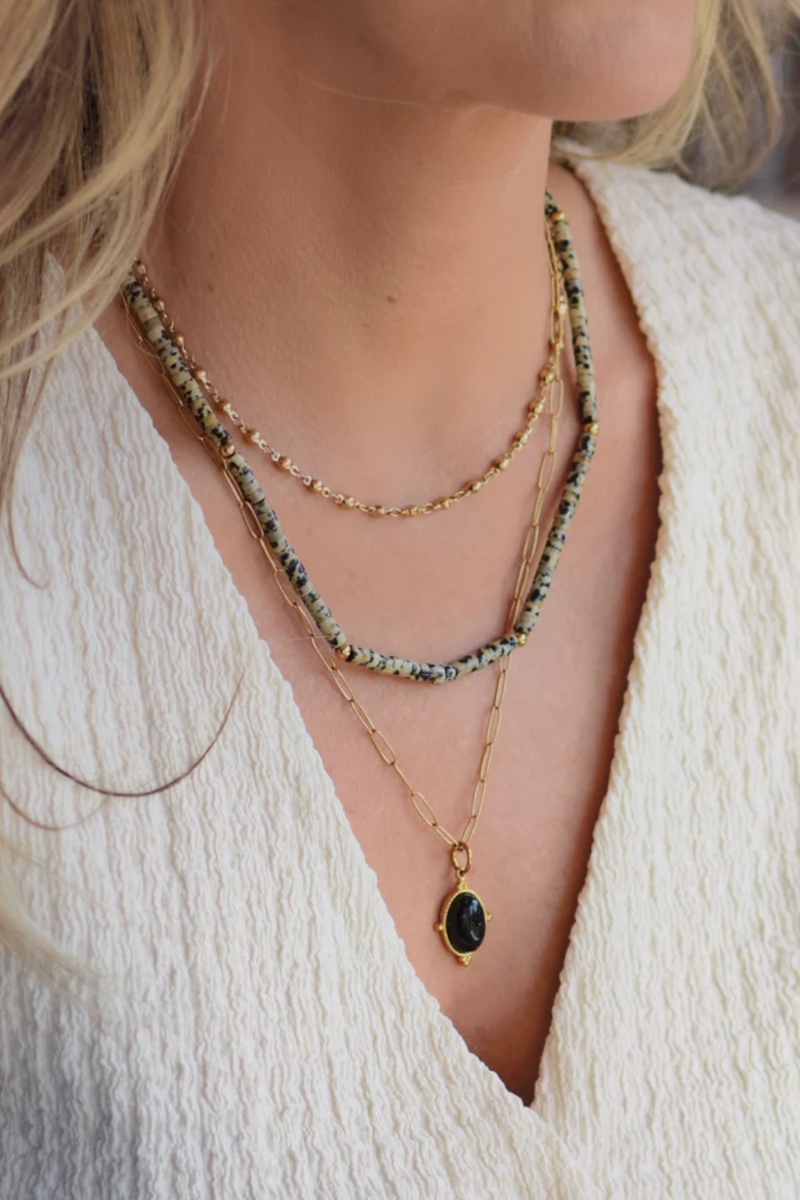 Farrah B Women's Triple Threat 3 Layer Necklace in Gold