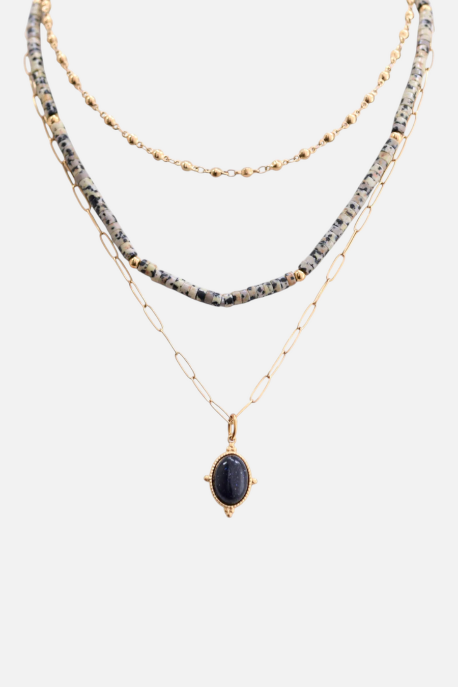 Farrah B Women's Triple Threat 3 Layer Necklace in Gold
