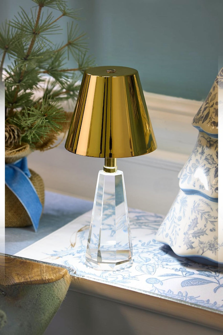Two's Company Gold Crystal Cordless Lamp