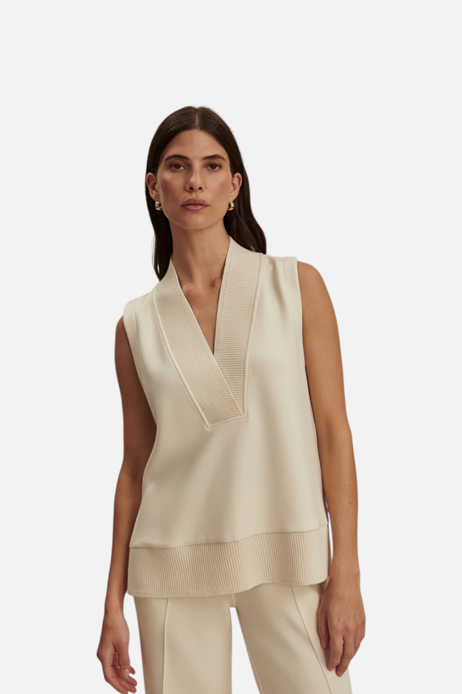 Varley Freida V Neck Tank in Pristine