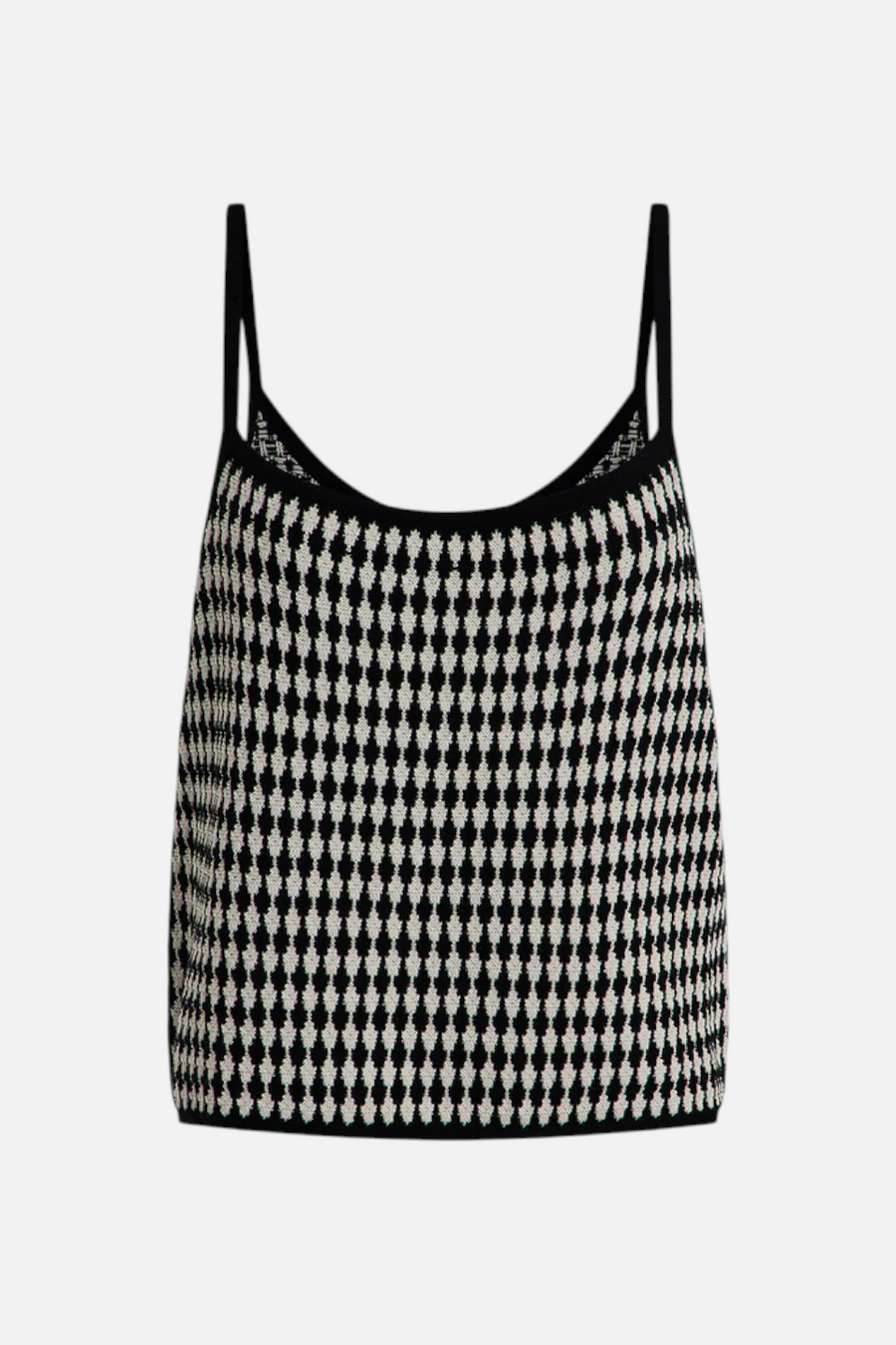 Varley Jared Knit Top in Black and Egret