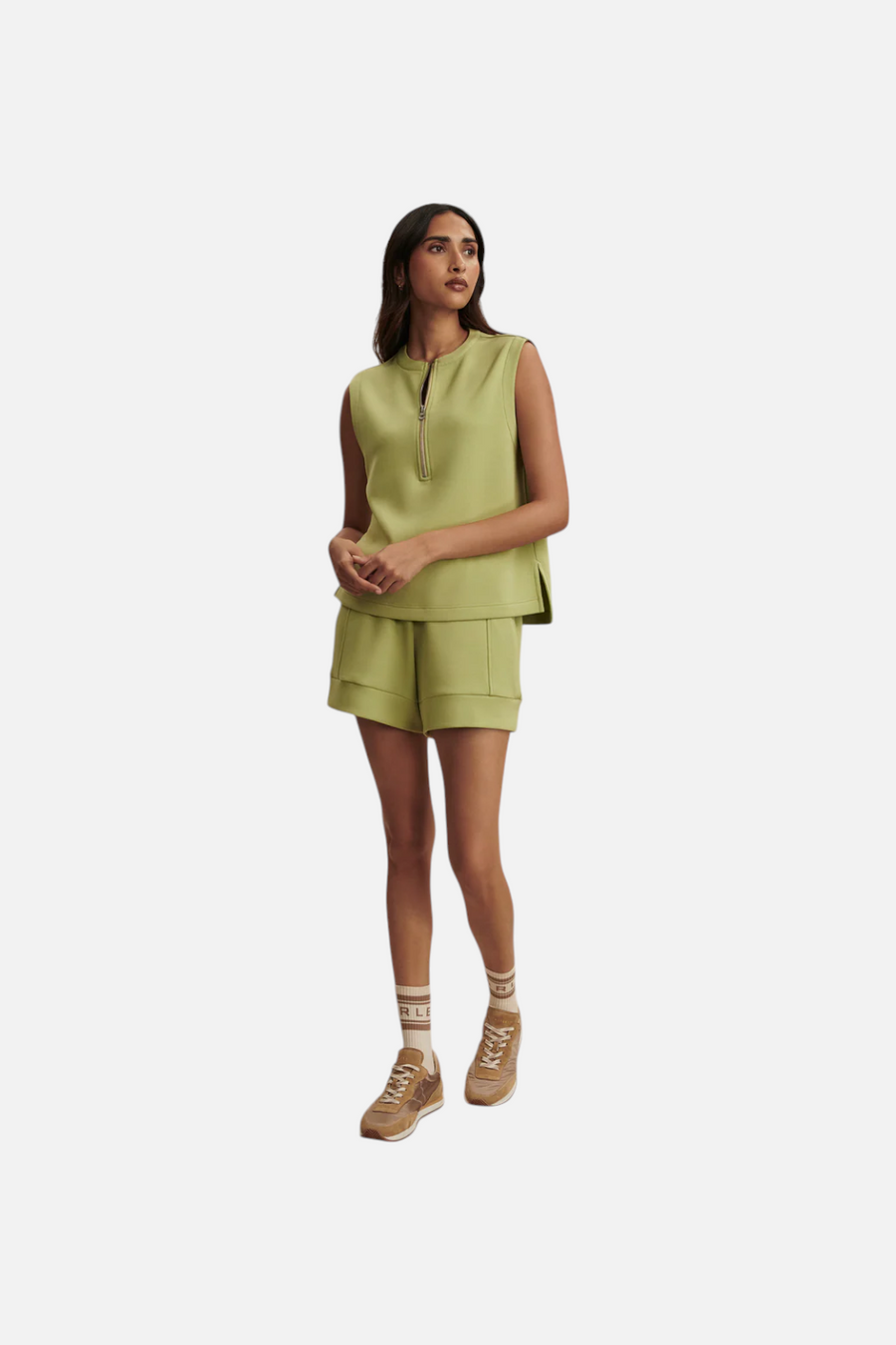 Varley Simmons Half-Zip Tank in Fern